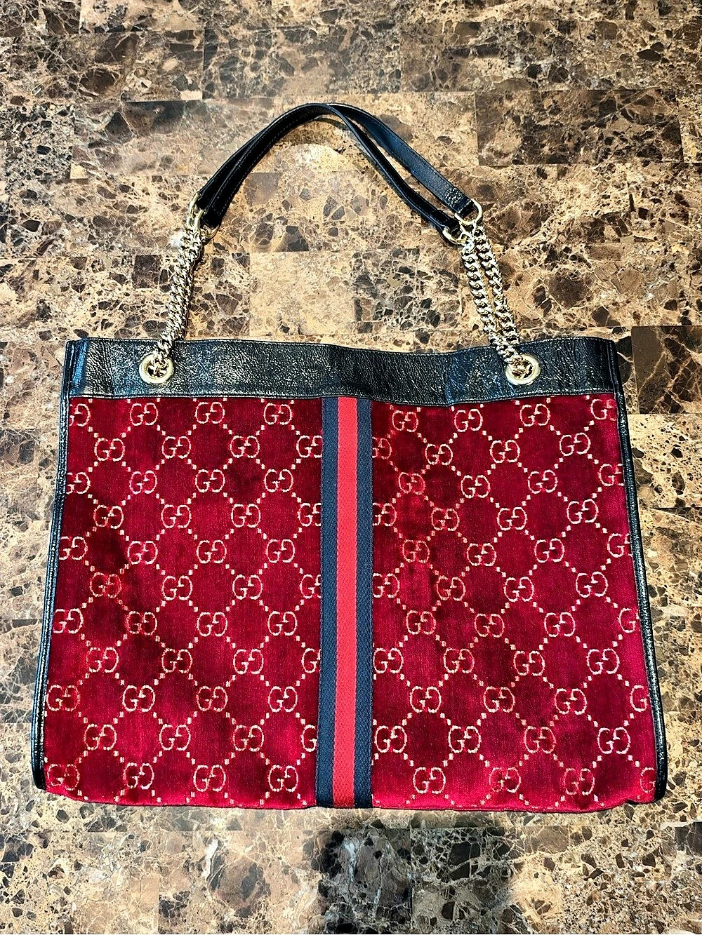 Gucci Rajah Large Tote Bag Red & Black with Pouch - Picture 6 of 16